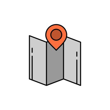 Harita, Yön, Konum, Navigasyon, İşaretçi Düz Renk Simgesi. 