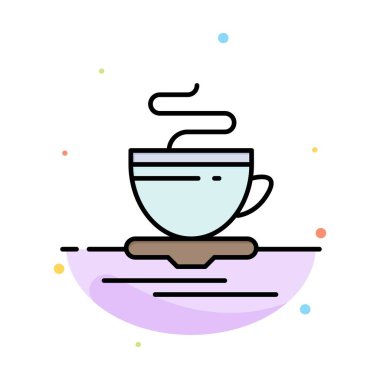 Çay, Fincan, Sıcak, Otel Soyut Düz Renk Simgesi Şablon