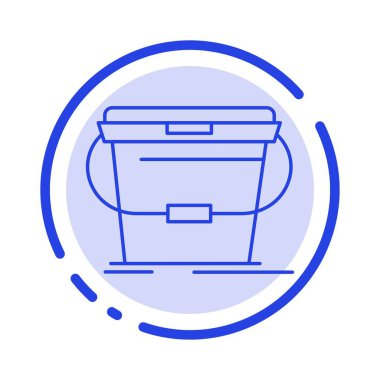 Kova, Temizleme, Yıkama, Su Mavisi Noktalı Çizgi Simgesi