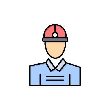 İnşaat, Mühendis, İşçi, İş Düz Renk Simgesi. Vektör ic