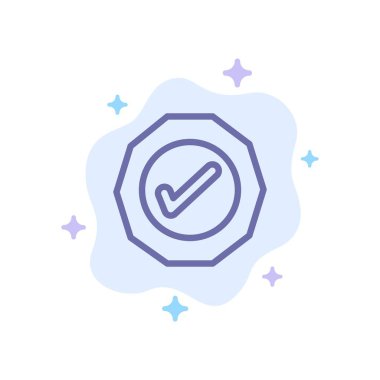 Lojistik, Ok, Başarı, Soyut Bulut Backgrou Üzerinde Mavi Simge Tick