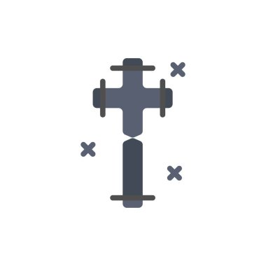 Kutlama, Hıristiyan, Haç, Paskalya Düz Renk Simgesi. Vektör i