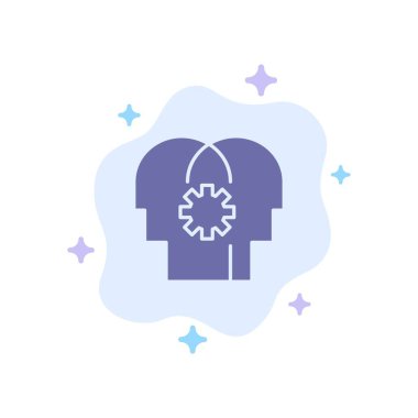 Beyin, kontrol, zihin, soyut bulut Backgr mavi simge ayarı