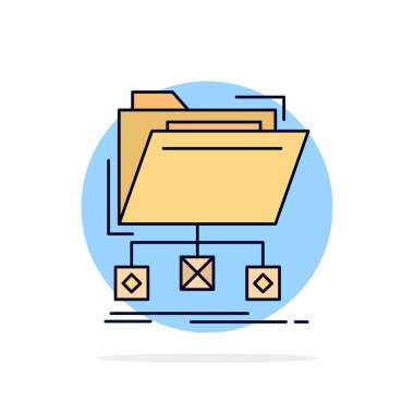 yedekleme, veri, dosya, klasör, ağ Düz Renk Simgesi Vektör