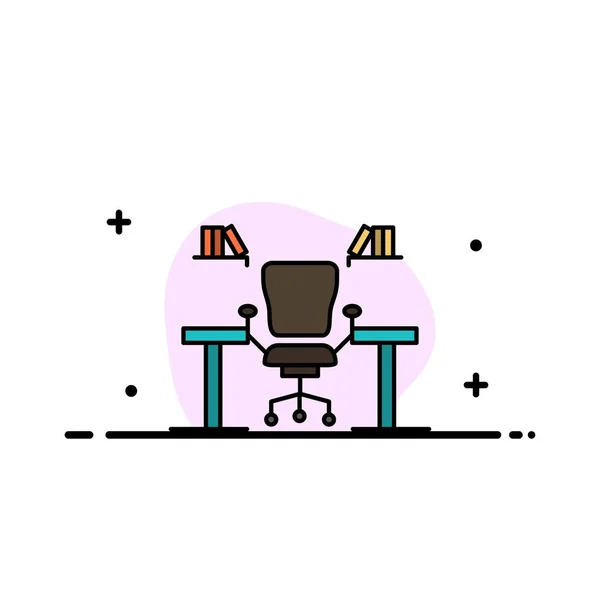 Table, Entreprise, Chaise, Ordinateur, Bureau, Busin de travail — Image vectorielle