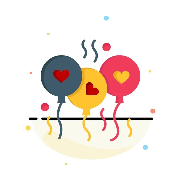 Balão, Amor, Coração, Casamento abstrato modelo de ícone de cor plana —  Vetores de Stock