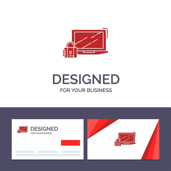 Creative Business Card and Logo template Computer, Padlock, Secu — Stock Vector