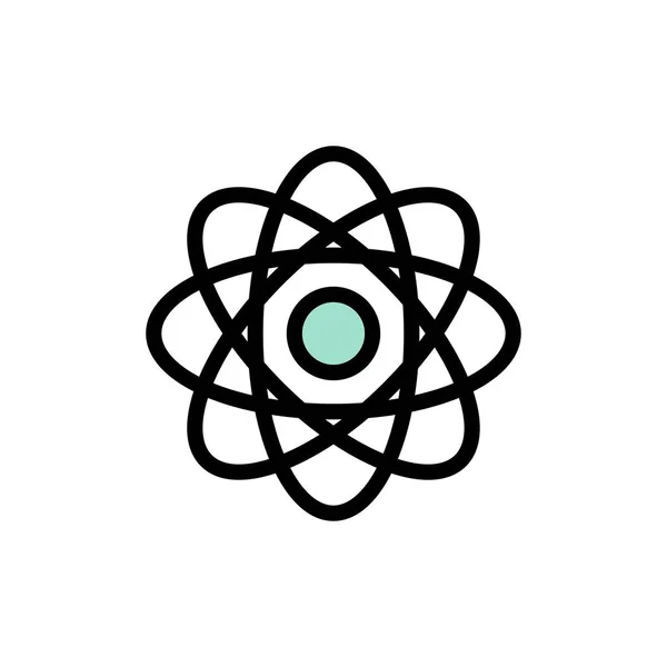 Atom, Biochemie, Chemie, Labor flache Farbe Symbol. vect — Stockvektor