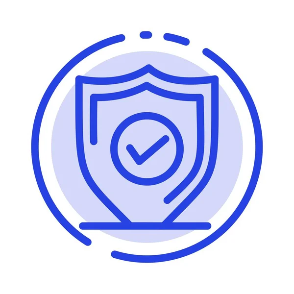 Confirm, Protection, Security, Secure Blue Dotted Line Line Icon — Stock Vector