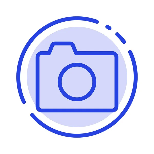 Kamera, kép, Fénykép, egyszerű kék pontozott vonal ikon — Stock Vector