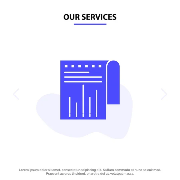 Nuestros Servicios Negocios, Financiero, Moderno, Informe Solid Glyph Ico — Vector de stock
