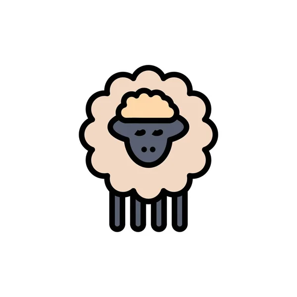 Mutton, Ram, Sheep, Spring  Flat Color Icon. Vector icon banner — Stock Vector