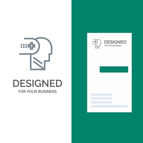 Health, Mental, Medical, Mind Grey Logo Design and Business Card