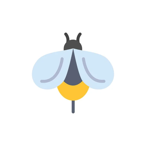 Bee, Fly, Honey, Bug Flat Color Icon. Vetor ícone banner Templa — Vetor de Stock