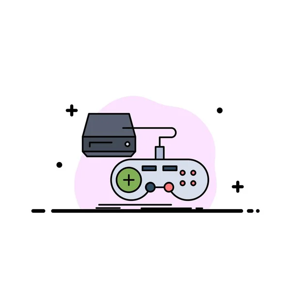 Console, jeu, jeu, playstation, jouer Flat Color Icon vecteur — Image vectorielle