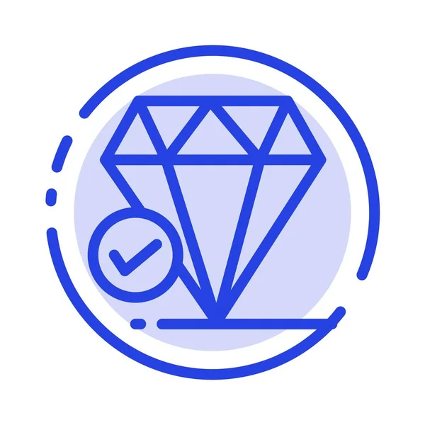 Diamant, Juwel, großes Denken, kreideblau gestrichelte Linie Symbol — Stockvektor