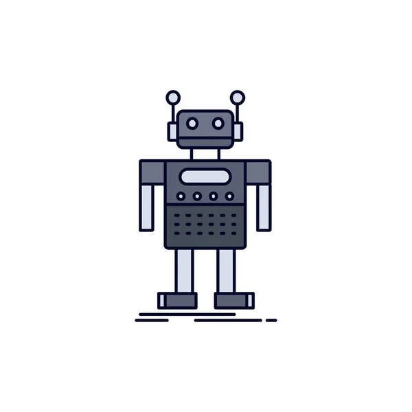 Robot, Android, artificial, bot, tecnología Flat Color Icon Vect — Archivo Imágenes Vectoriales