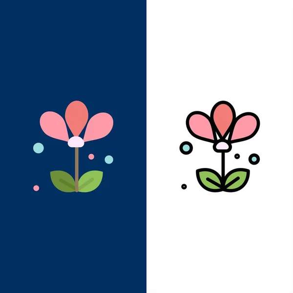 Flor Floral Naturaleza Iconos Primavera Conjunto Iconos Rellenos Planos Línea — Archivo Imágenes Vectoriales