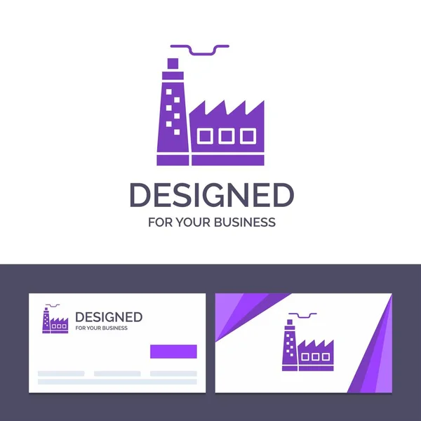 Cartão de visita criativo e modelo de logotipo Construção, Fábrica, Contras —  Vetores de Stock