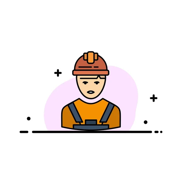 Trabajador, Industria, Avatar, Ingeniero, Supervisor de Negocios Flat Li — Vector de stock