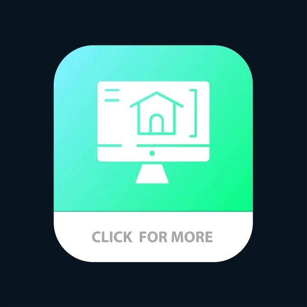 Komputer, Strona główna, dom przycisk aplikacji mobilnej. Android i iOS glif V — Wektor stockowy
