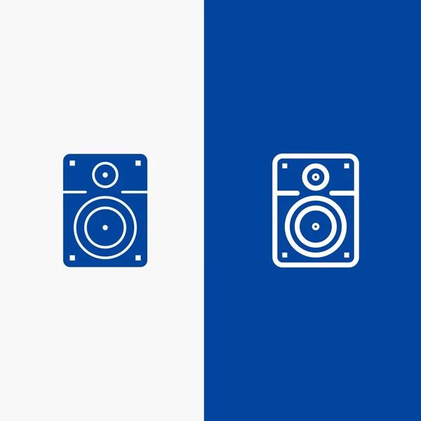 Haut-parleur, haut-parleur, musique, ligne d'éducation et glyphe icône solide Bleu b — Image vectorielle