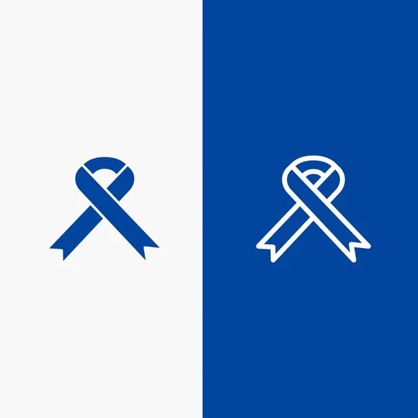 Ribbon, Aids, Health, Medical Line and Glyph Solid icon Blue ban