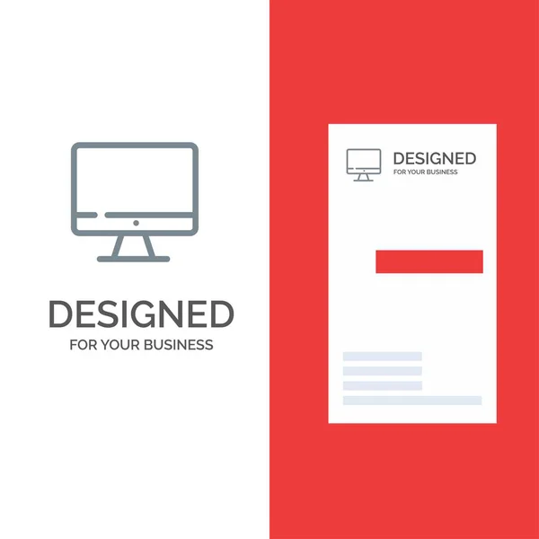 Υπολογιστής, οθόνη, οθόνη, υλικό γκρι σχέδιο λογότυπου και Busines — Διανυσματικό Αρχείο