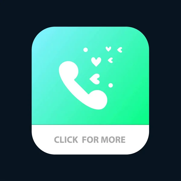 Telefono, amore, cuore, matrimonio Pulsante dell'app mobile. Android e IOS G — Vettoriale Stock