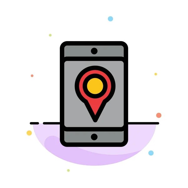 Mobile, Célula, Mapa, Localização Abstract Flat Color Icon Template — Vetor de Stock