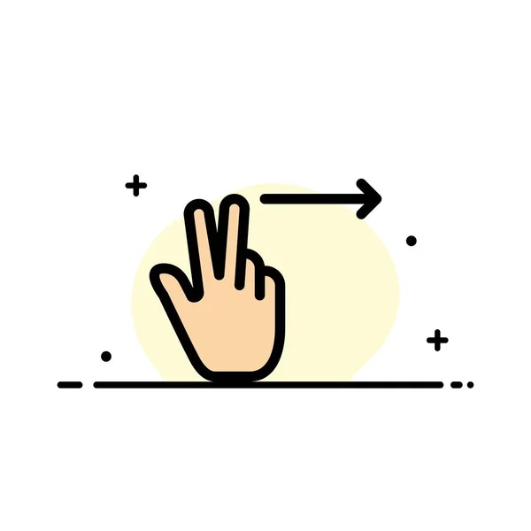 Fingrar, gest, höger Business Flat linje fylld ikon vektor B — Stock vektor