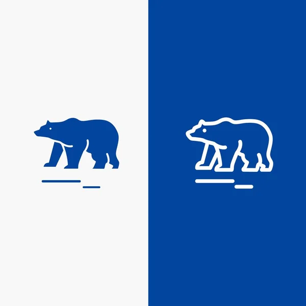 动物， 熊， 极地， 加拿大线和字形固体图标蓝贝 — 图库矢量图片