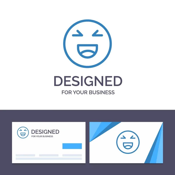 Kreative Visitenkarten- und Logo-Vorlage Chat, Emojis, Lächeln, ha — Stockvektor