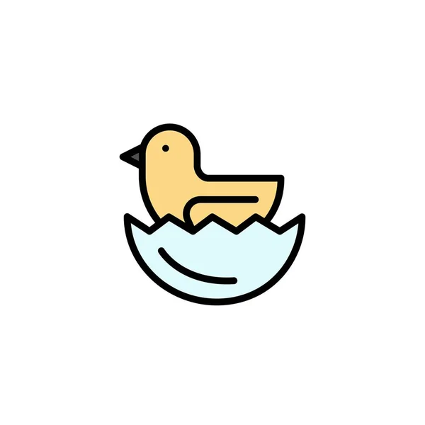 Ördek, yumurta, Paskalya Iş logosu şablonu. Düz renk — Stok Vektör