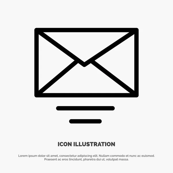 Courrier, Email, Ligne texte Icône vectoriel — Image vectorielle