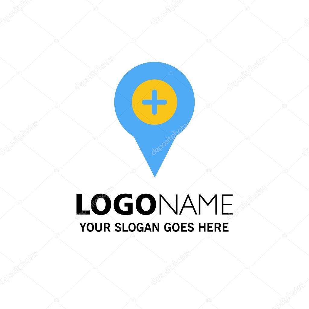 Location, Map, Navigation, Pin, Plus Business Logo Template. Fla