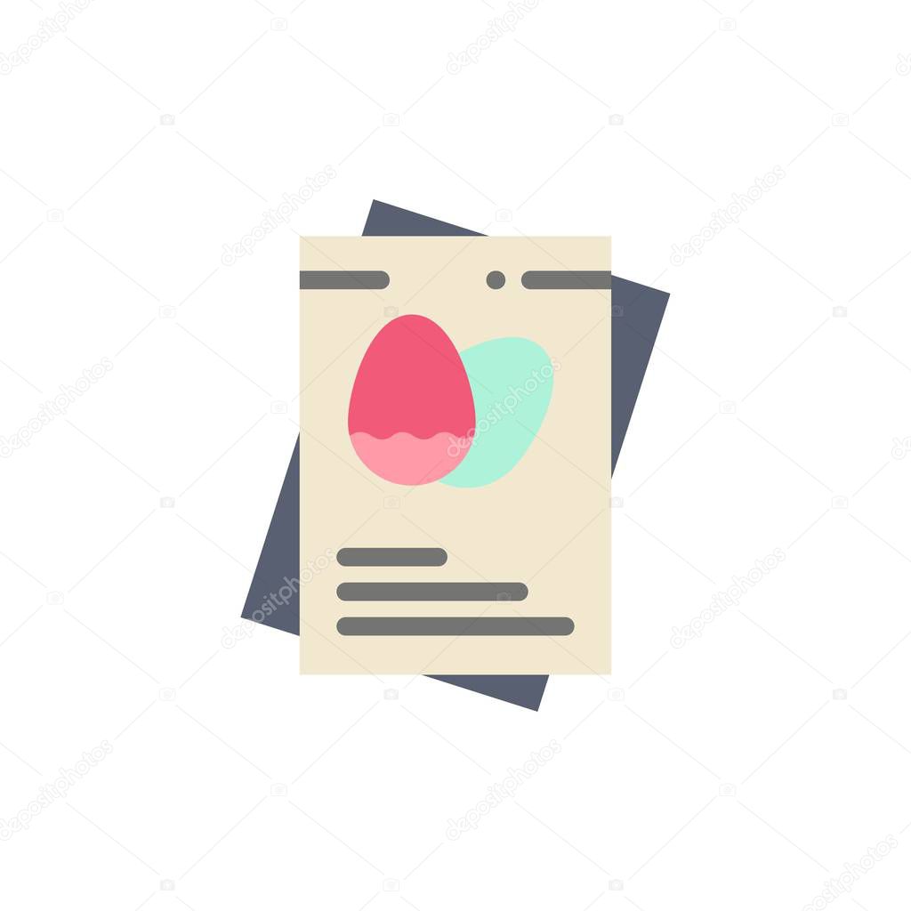 Passport, Egg, Eggs, Easter  Flat Color Icon. Vector icon banner