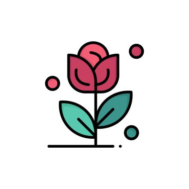 Çiçek, Gül, Aşk Düz Renk Simgesi. Vektör simgesi afiş Şablonu