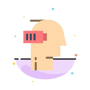 Pil, Yorgunluk, Düşük, Zihinsel, Zihin Soyut Düz Renk Simgesi 