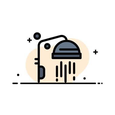 Banyo, Temiz, Duş İş düz hat dolu simge vektör b