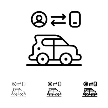 Araba, Ulaşım, Adam, Teknoloji Kalın ve ince siyah çizgi simgesi se