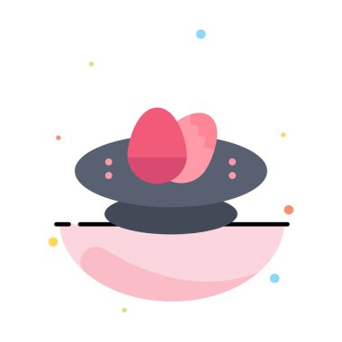 Kase, Kutlama, Paskalya, Yumurta, Yuva Soyut Düz Renk Simgesi Te