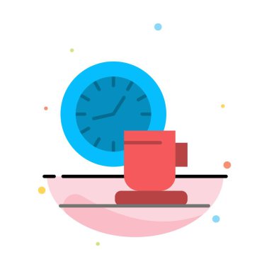 Kahve, Mola, Fincan, Zaman, Olay Soyut Düz Renk Simge Templat