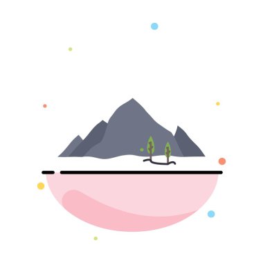 dağ, manzara, tepe, doğa, ağaç Düz Renk Simge Vektör