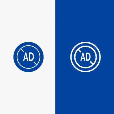 Reklam, Engelleyici, Reklam Engelleyici, Dijital Hat ve Glyph Solid simgesi Mavi 