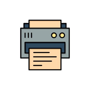 Yazıcı, Baskı, Baskı, Eğitim Düz Renk Simgesi. Vektör ico