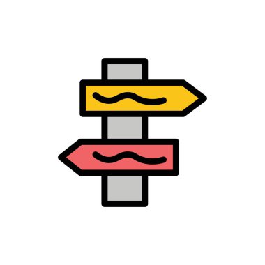 Dizin, navigasyon, yol düz renk simgesi. Vektör simgesi afiş Tem