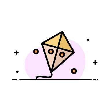 Sinek, Paskalya, Uçurtma, Bahar İş Düz Hat Dolu Simge Vektör