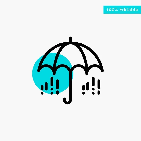 Umbrella, Rain, Weather, Spring turquoise highlight circle point — Stock Vector