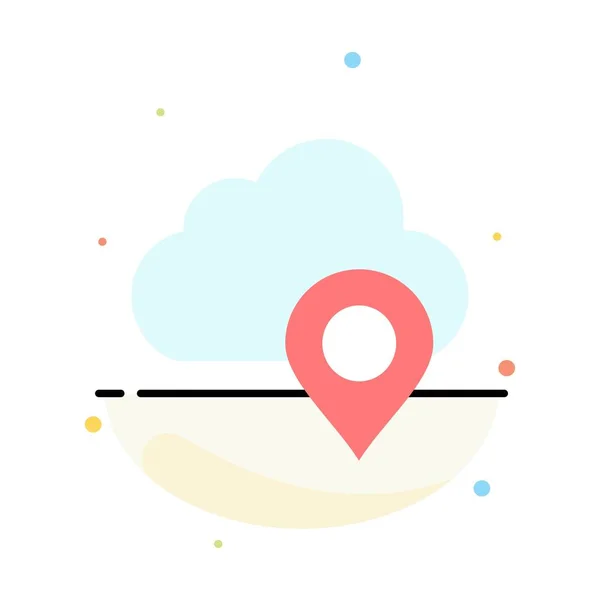 Nube, Mapa, Pin, Marcador Resumen Plantilla de icono de color plano — Vector de stock